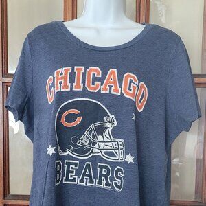 NFL Women's Chicago Bears Navy Blue Orange Logo Short Sleeve T-shirt 1X